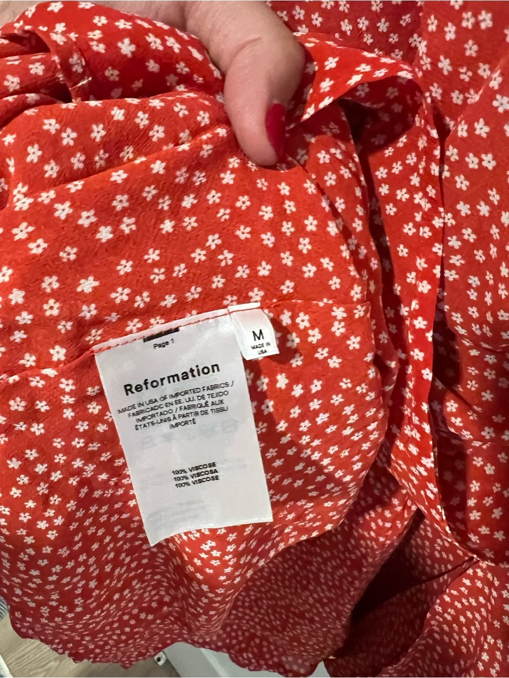 Reformation Red Polka Dot Midi Dress - Picture 2 of 4